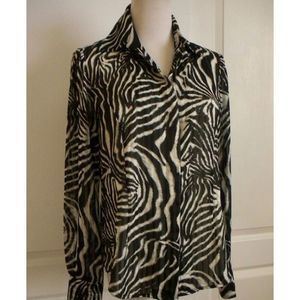 ZEBRA BLOUSE LONG SLEEVE BUTTON UP SIZE 4 SMALL S WOMENS 4